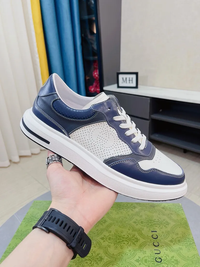 Men's shoes 💰458🌹🌹GUCCI [Gucci] New high-end men's shoes brand, the latest fashionable casual men's shoes, trendy and versatile style, relaxed and sporty style, uppers imported from Italy, first-layer cowhide embossed, genuine leather lining and ultra-fine workmanship. Original personalized fashionable rubber wear-resistant outsole, light and comfortable on the foot, size 38-44